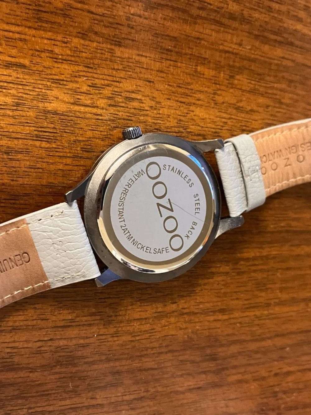 Men's OOZOO brand oversized watch timepiece with grey leather strap